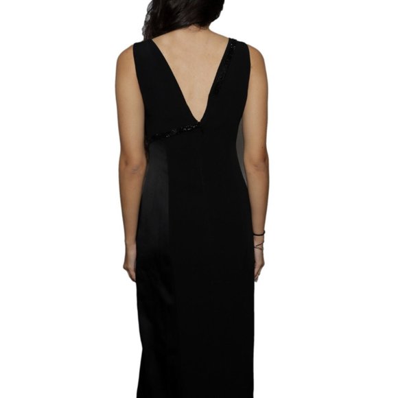 Versace 2016 Black Maxi Slit Swavorski Satin Dress Sz 40 - Picture 3 of 6